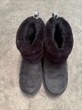 UGG Black Shearling Fold-Down Ankle Boots